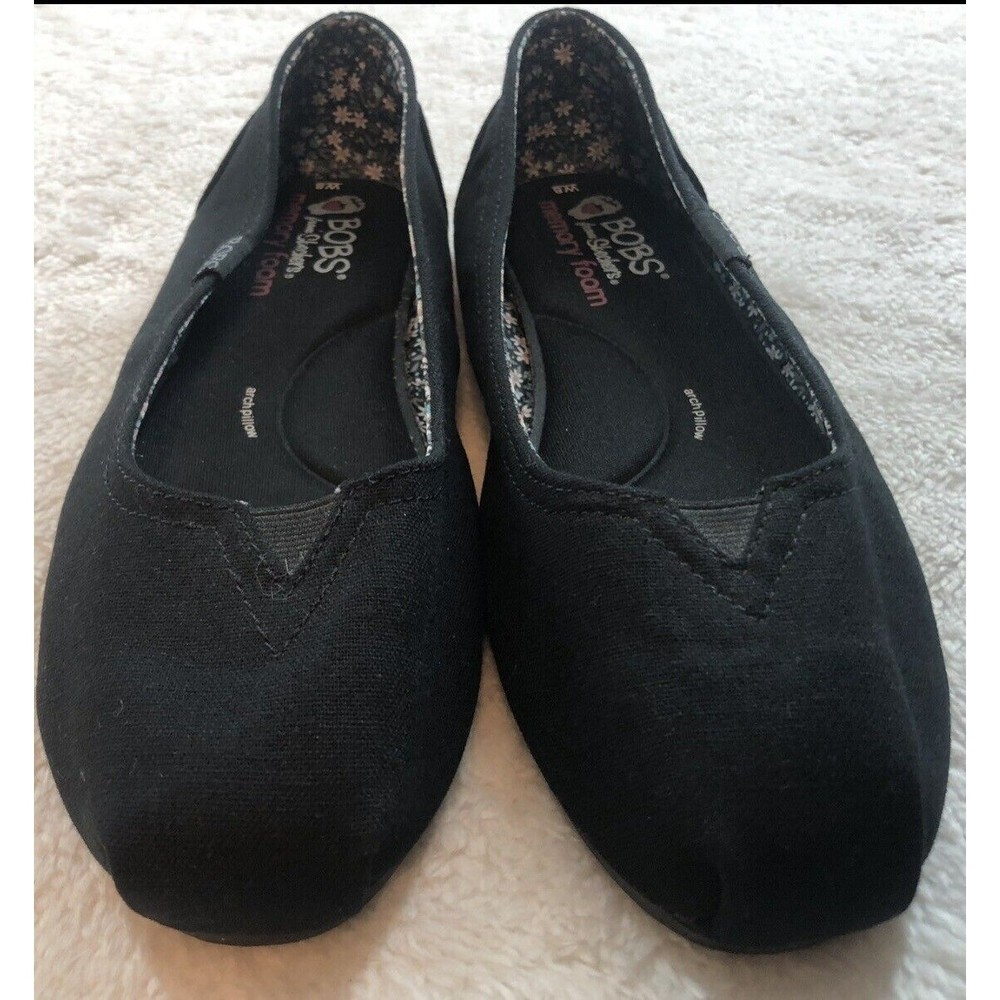 Bobs By Skechers Women's Plush-Peace and Love Ballet Flat 8 Black Minimalist